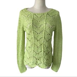 Chicos green grandmacore coastal farmhouse chic long sleeve knit sweater